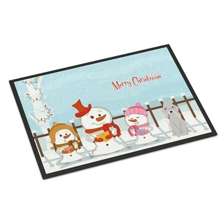 Carolines Treasures Merry Christmas Carolers Bedlington Terrier Blue Indoor or Outdoor Mat, 18 x 0.25 x 27 in. BB2421MAT